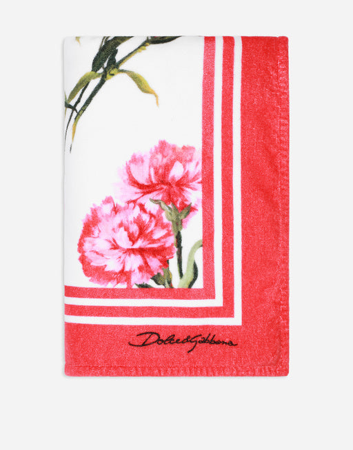 CARNATION-PRINT TERRYCLOTH BEACH TOWEL