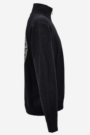 Knit Sweater In New Medusa And Institutional Logo Jacquard Wool