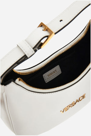 Versace Tag Half Moon Bag In Lamb Leather