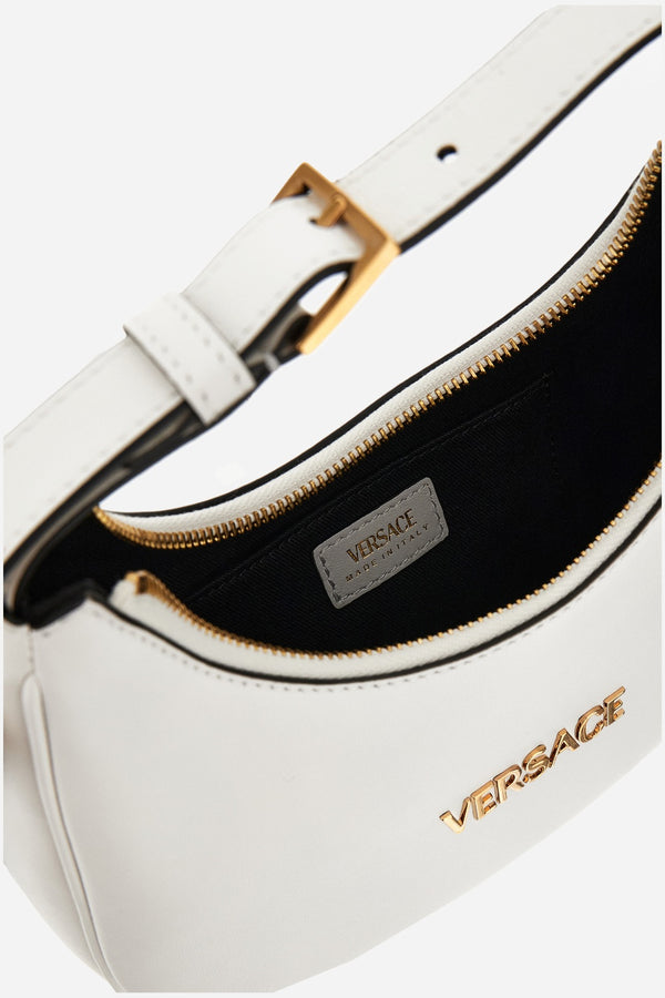 Versace Tag Half Moon Bag In Lamb Leather