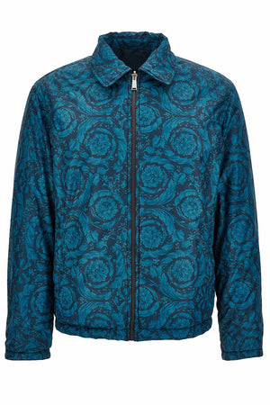 Reversible Blouson In Plain Technical Fabric + Poly Wr Grs Print Barocco 92 Allover Canvas Print