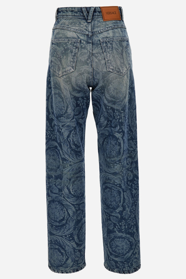 Pant Denim In Blue With Barocco Laser