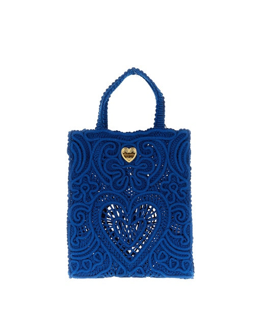 SMALL SHOPPING BAG WITH CORDONETTO EMBROIDERY