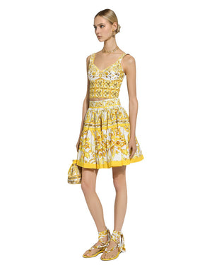 SHORT MAJOLICA-PRINT POPLIN SKIRT