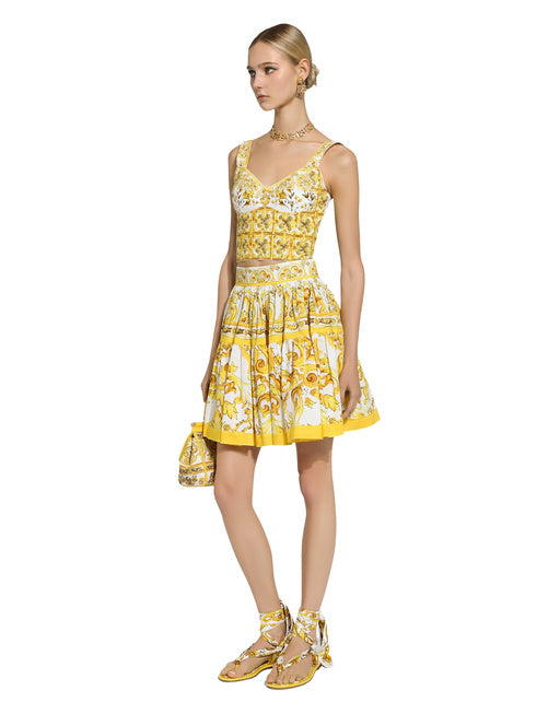 SHORT MAJOLICA-PRINT POPLIN SKIRT