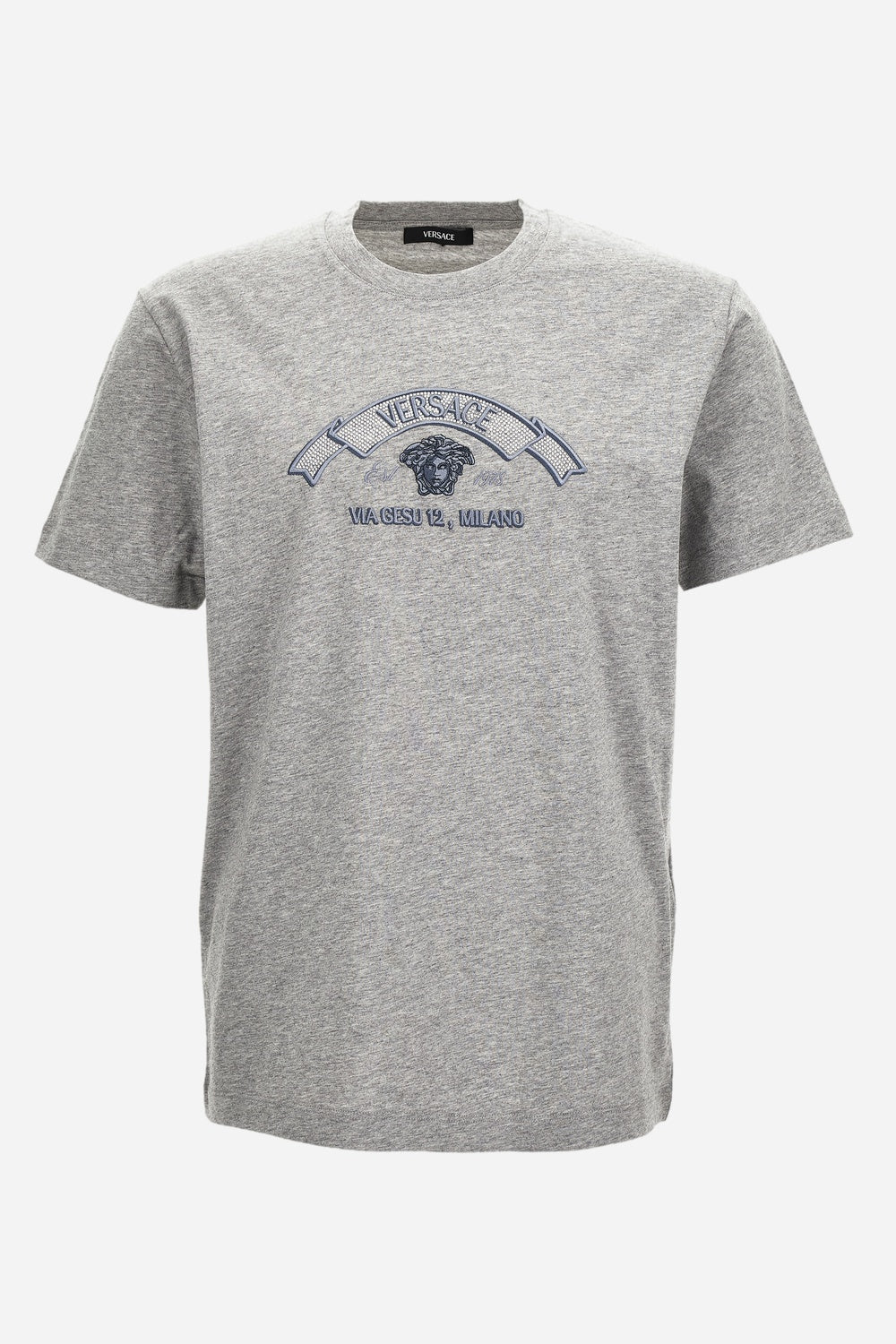 T-Shirt In Jersey Fabric-Versace Via Gesu' Embroidery