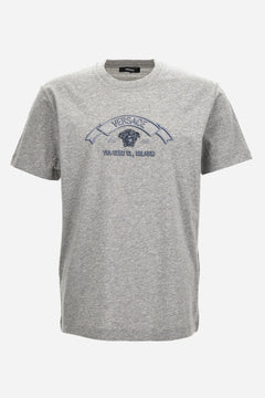 T-Shirt In Jersey Fabric-Versace Via Gesu' Embroidery