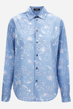 Informal Shirt In Poplin Fabric Medusa Leafy Print
