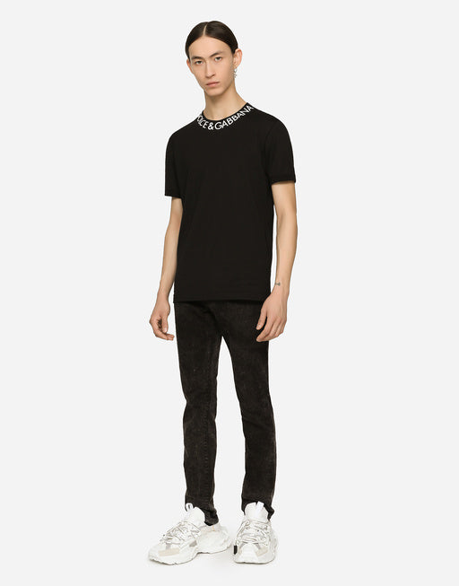 MARBLE-EFFECT SKINNY STRETCH JEANS