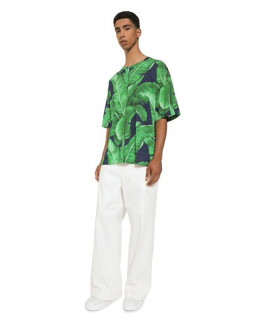 SHORT-SLEEVED COTTON T-SHIRT WITH BANANA TREE PRINT