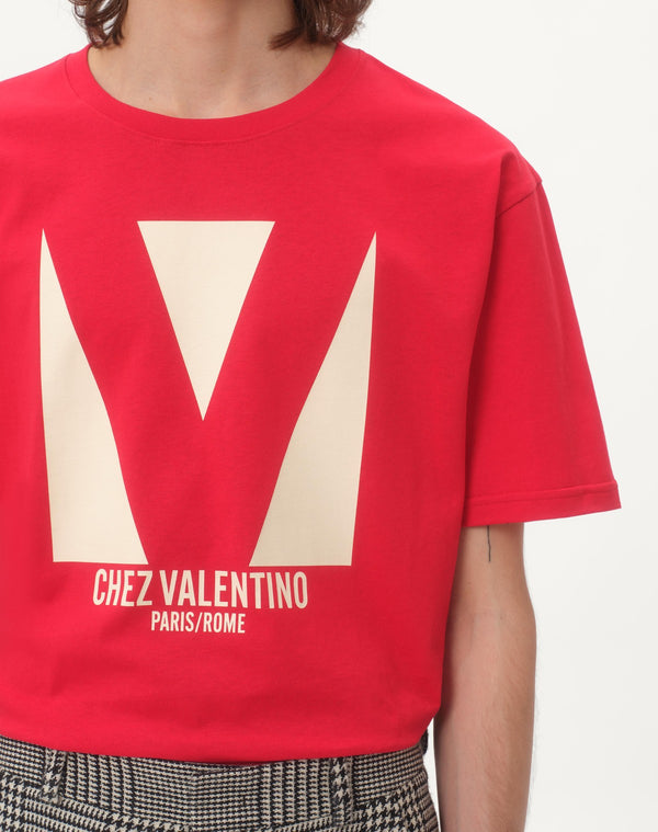T-Shirt In Cotone Con Stampa Chez Valentino