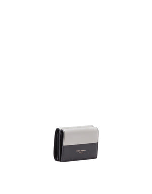 WALLET IN BICOLOUR CALF LEATHER WITH HEAT-PRESSED LOGO