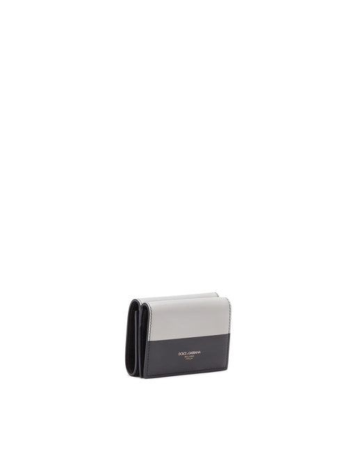 WALLET IN BICOLOUR CALF LEATHER WITH HEAT-PRESSED LOGO