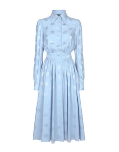 JACQUARD SILK SATIN LOGO DG SHIRT DRESS