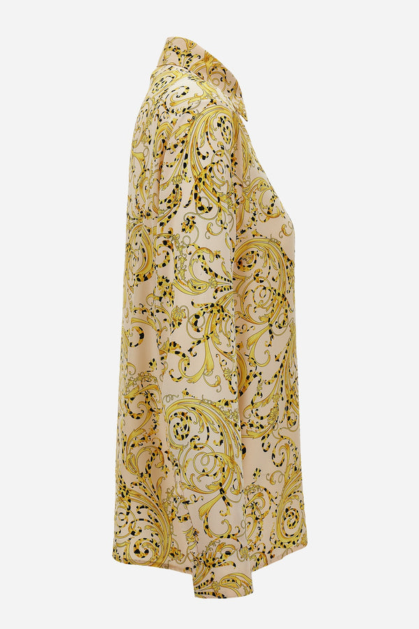 Formal Shirt In Crepe De Chine Barocco Cheeta Allover  Print
