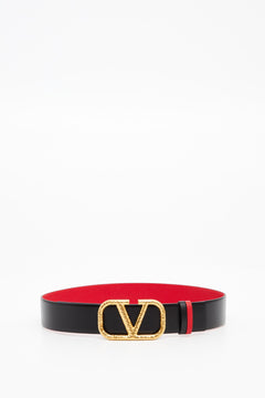 Cintura Reversibile Vlogo Signature In Vitello Granato 40 Mm