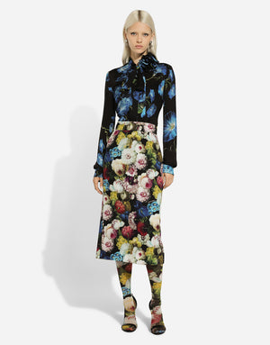 LIGHT SATIN SHIRT WITH BLUEBELL PRINT
