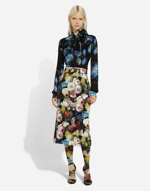 LIGHT SATIN SHIRT WITH BLUEBELL PRINT