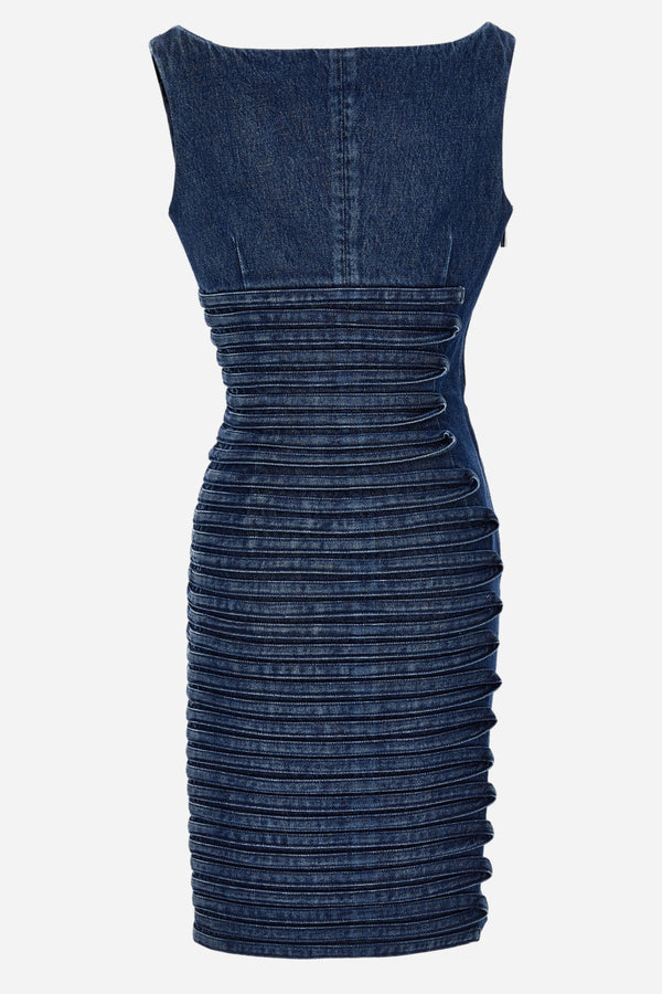 Dress Denim In Embroiderd Stripes R Washed  Medium Blue