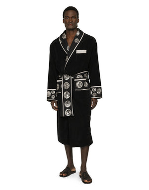 COTTON BATHROBE WITH COIN PRINT DETAILS