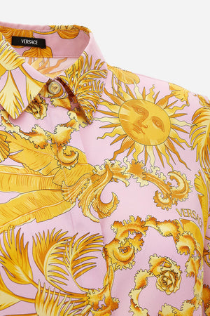 Informal Shirt In Twill Poly Baroque Palm Allover Print