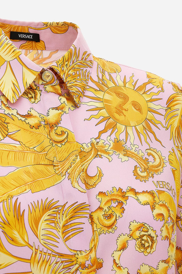 Informal Shirt In Twill Poly Baroque Palm Allover Print