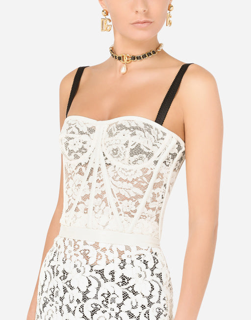 LAMINATED LACE BUSTIER