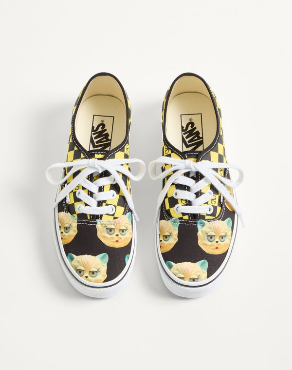 Sneaker Low-Top Valentino Garavani And Vans In Tessuto Con Stampa VLogo Checkerboard E Stampa Le Chat De La Maison