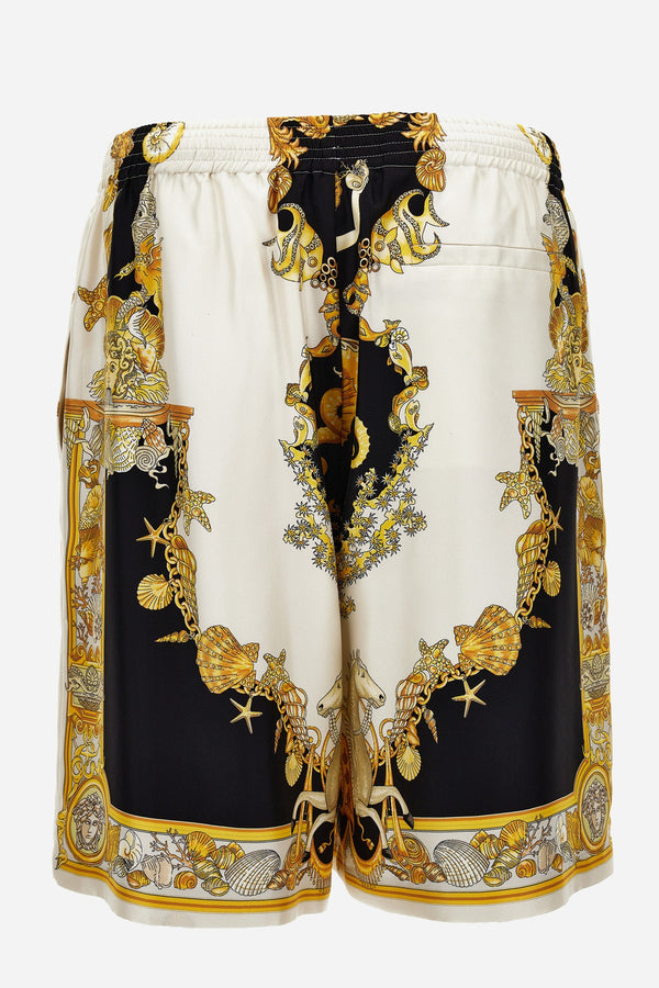 Shorts In Silk Twill  Coral Theatre Print