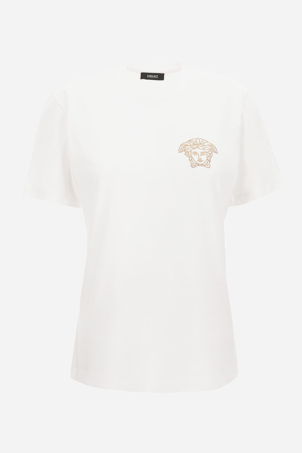 T-Shirt In Cotton Jersey Fabric With Medusa Hotfix Embroidery