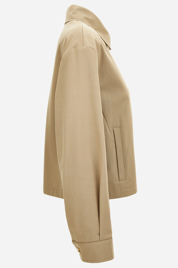 Blouson In Cotton Fabric With Allover Chain Print Lining