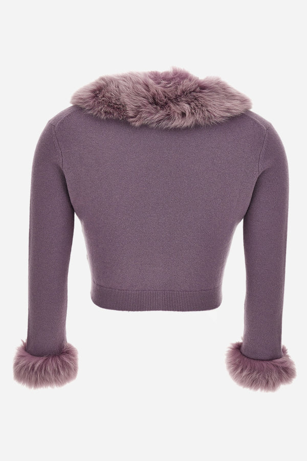 Knit Sweater In Wool And Cashmere Shearling Trims