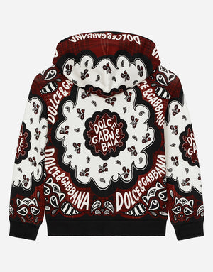 JERSEY HOODIE WITH BANDANNA PRINT