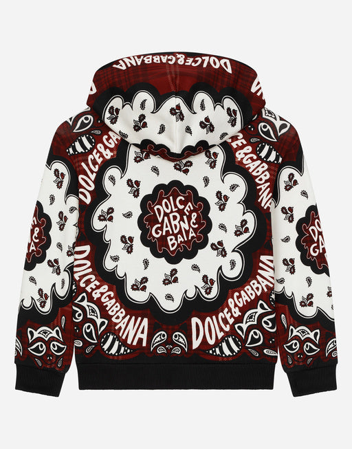 JERSEY HOODIE WITH BANDANNA PRINT