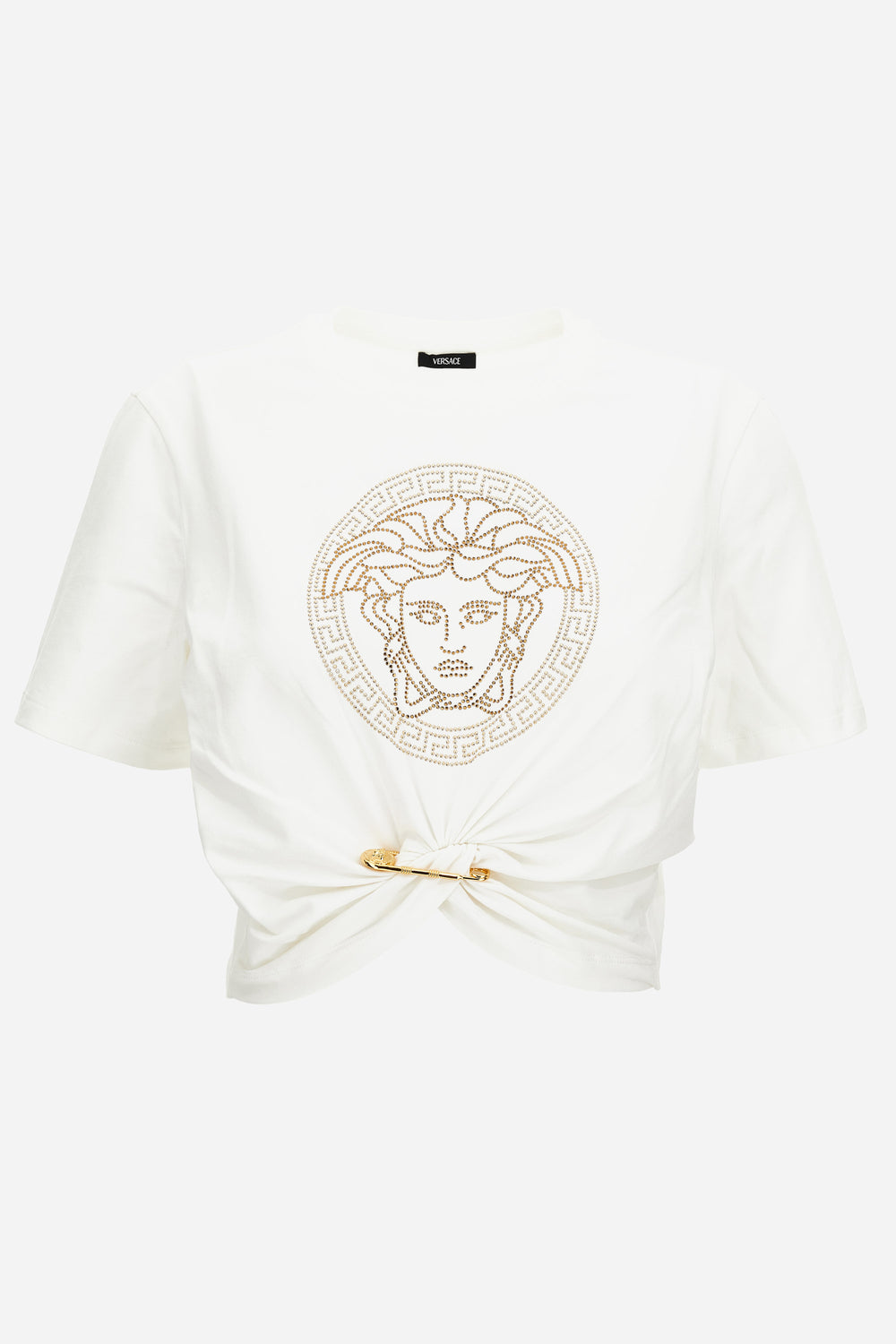 T-Shirt In Organic Stretch Cotton Jersey-Medusa Embroidery