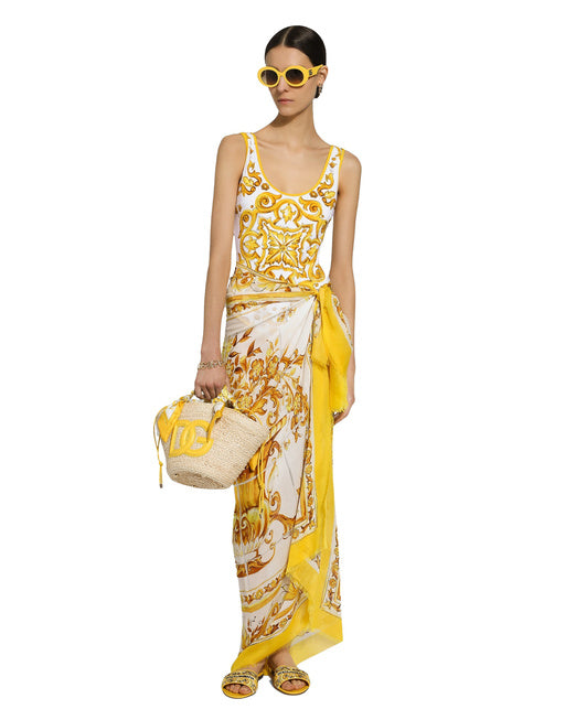 MAJOLICA-PRINT RACING SWIMSUIT