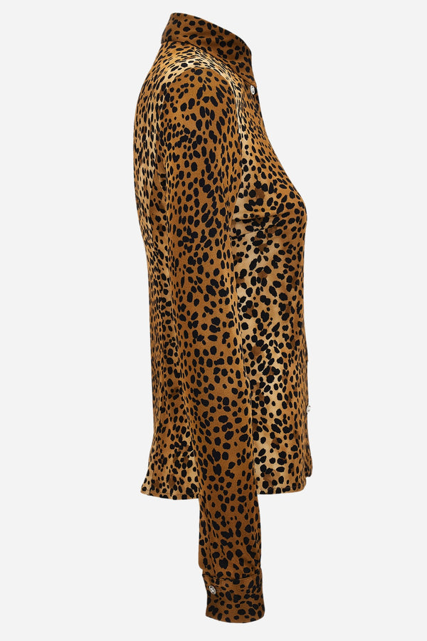 Formal Shirt In Leopard On Responsible Viscose Liquid Jersey