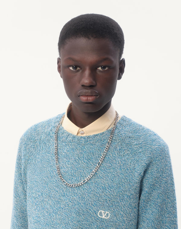 Maglione Girocollo In Lana Con Ricamo Vlogo