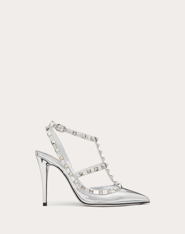 Décolleté Rockstud In Specchio Con Cinturini E Borchie In Tono 100Mm