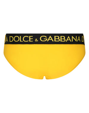 SWIM BRIEFS WITH HIGH-CUT LEG AND BRANDED REAR WAISTBAND