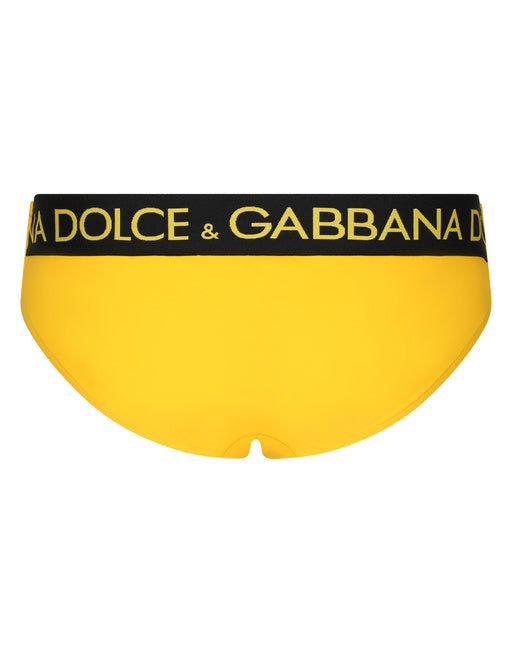 SWIM BRIEFS WITH HIGH-CUT LEG AND BRANDED REAR WAISTBAND