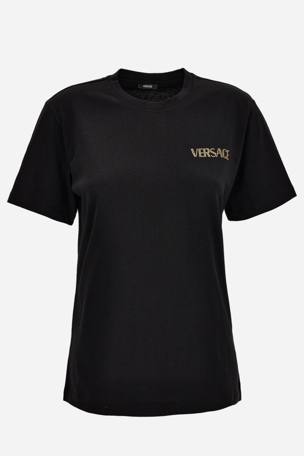 T-Shirt In Cotton Jersey Fabric With Versace Hotfix Embroidery