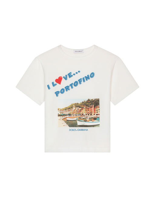 JERSEY T-SHIRT WITH I LOVE PORTOFINO PRINT