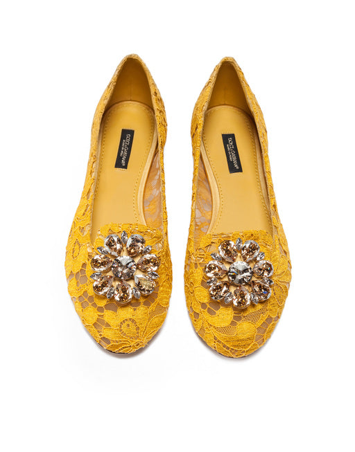 SLIPPER IN TAORMINA LACE WITH CRYSTALS