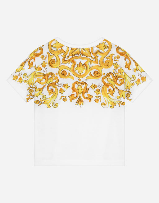 JERSEY T-SHIRT WITH YELLOW MAJOLICA PRINT AND DG LOGO