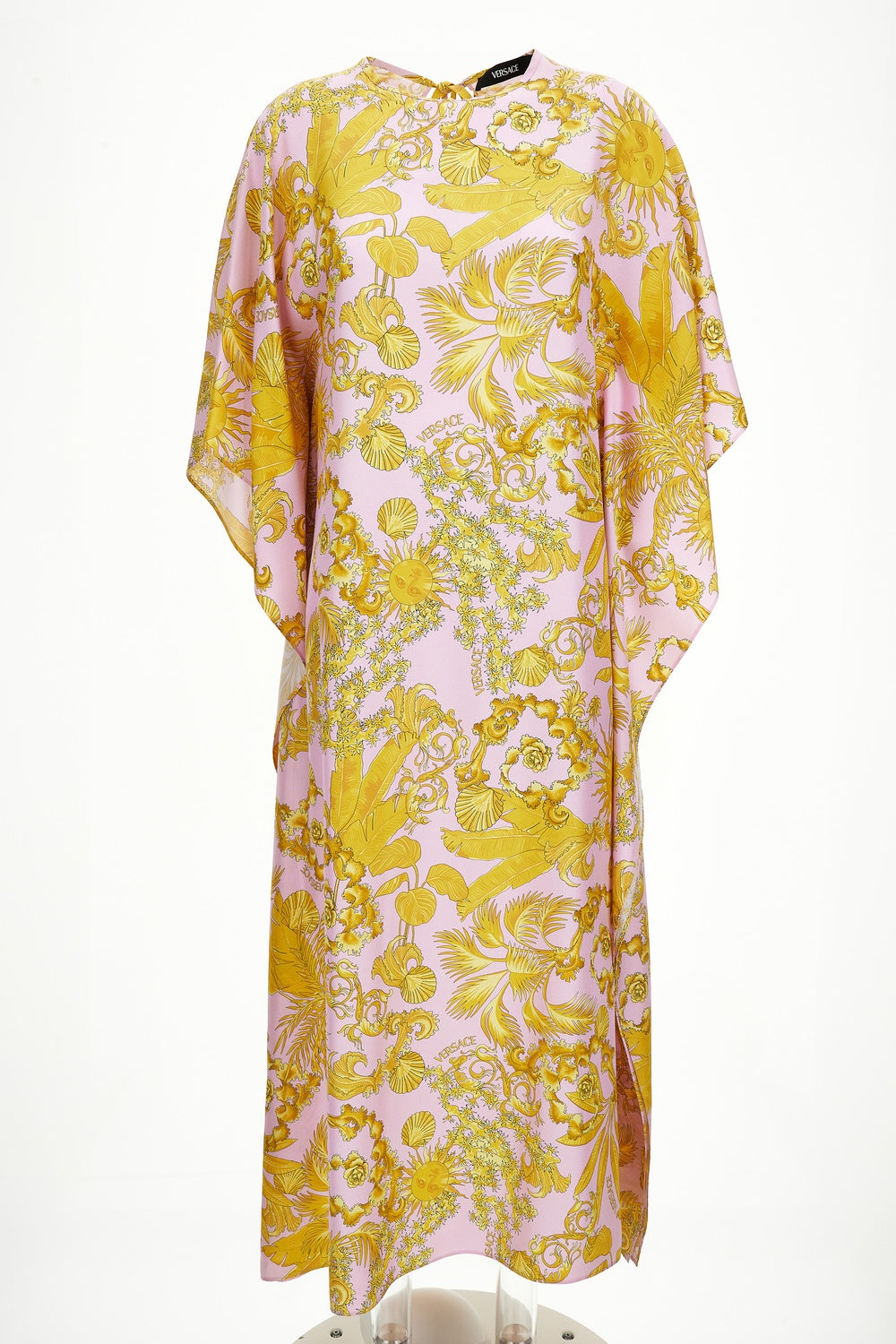 Dress In Silk Twill Barocco Palm Allover Print