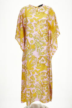 Dress In Silk Twill Barocco Palm Allover Print