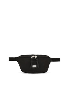 DOLCE & GABBANA WAIST BAG IN SOLID-COLOURED LEATHER AND NYLON