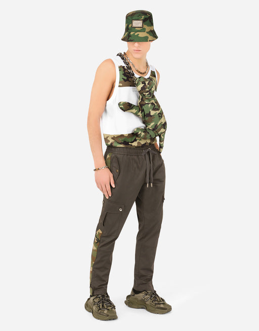COTTON JOGGING PANTS WITH CAMOUFLAGE BANDS