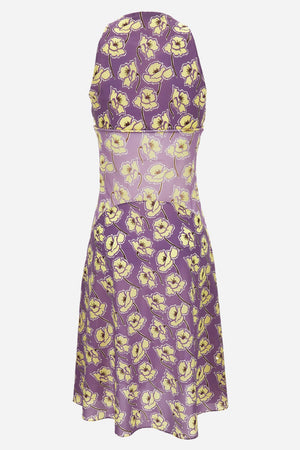 Dress In Poppies On Stretch Silk Georgette